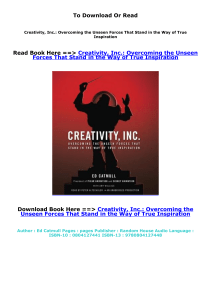 DOWNLOAD epub Creativity, Inc.: Overcoming the Unseen Forces That Stand in the Way of True Inspiration by Ed Catmull on Textbook