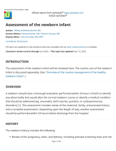 Assessment of the newborn infant