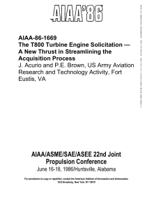 The T800 turbine engine solicitation - A new thrust in streamlining the acquisition process