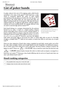 list of poker hands