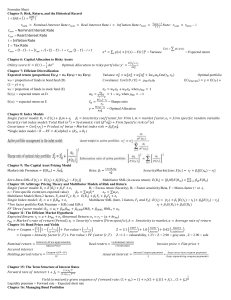 FNCE 443 Formula exam sheet