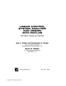 (Control engineering series 14) John J. D'Azzo, Constantine H. Houpis, Stuart N. Sheldon - Linear control system analysis and design with MATLAB-M. Dekker (2003)