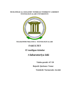 O`rnatilgan tizimlar 3-labaratoriya ishi Talaba guruhi  417-20 B