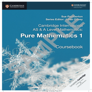 cambridge international as and a level pure mathematics 1 coursebook