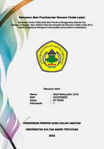 LK 3.1 Menyusun Best Practices Abdi Wahyudhi Kelas 7 PGSD Lampung Timur