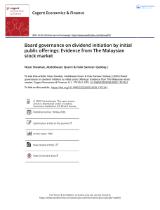 Board governance on dividend initiation by initial public offerings Evidence from The Malaysian stock market