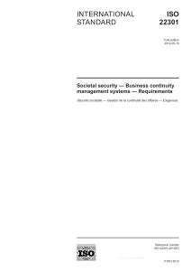 [ISO] 22301 (2012) Societal security - Business continuity management systems - Requirements