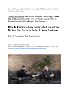 How To Eliminate Low Energy And Brain Fog, So You Can Perform Better In Your Business