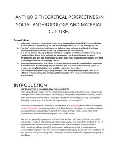 THEORETICAL PERSPECTIVES IN SOCIAL ANTHROPOLOGY AND MATERIAL CULTURE