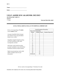 Kertas Soalan Matematik Tahun 5