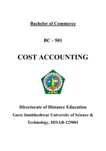 BC 501 Cost Accounting