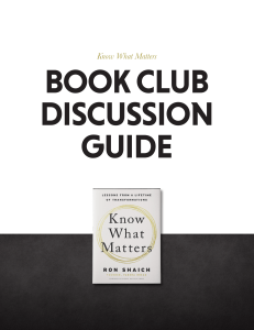 Know What Matters   Book Club Discussion Guide 