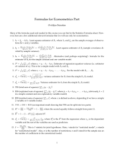 Econometrics Formulas