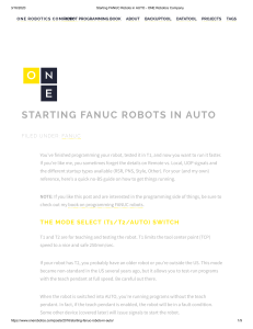 Starting FANUC Robots in AUTO - ONE Robotics Company