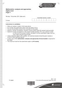 IB Mathematics Past Paper AA HL Nov 2021