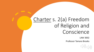 Charter s. 2(a) Freedom of Religion