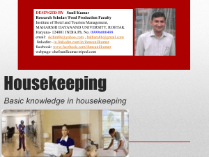 Basic knowledge in housekeeping