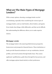 What are The Main Types of Mortgage Lenders 