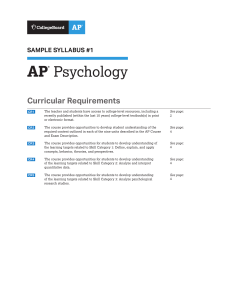 AP Psychology Syllabus