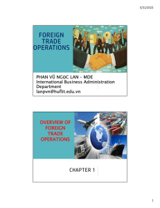 Chapter 1 - Overview of Foreign Trade operations