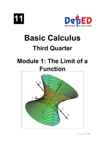 Basic Calculus Module: Limits of Functions