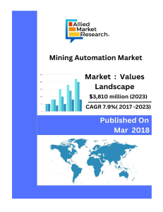 The global mining automation market size was valued at $2,193 million in 2016, and is projected to reach at $3,810 million by 2023, growing at a CAGR of 7.9% from 2017 to 2023. 