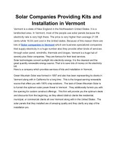 Solar Companies Providing Kits and Installation in Vermont