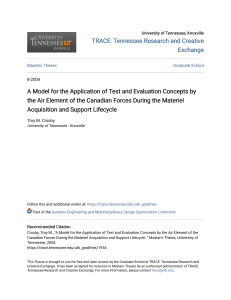 A Model for the Application of Test and Evaluation Concepts by the Air Element of the Canadian Forces During the Materiel Acquisition and Support Lifecycle