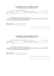 Appendix 42 - Certificate of Appearance (CA)