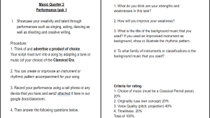 Music Performance Task: Classical Era Song Creation