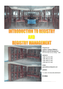 INTRODUCTION TO REGISTRY AND REGISTRY MANAGEMENT