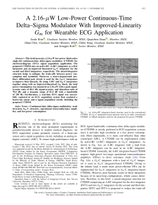 A 2.16-W Low-Power Continuous-Time DeltaSigma Modulator With Improved-Linearity G for Wearable ECG Application