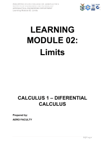 MATH 113(Aero) -Differential Calculus-Prelim Module 