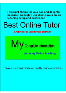 Engr.M.Riwan online tutor
