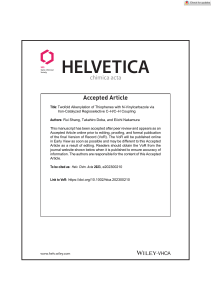 Helvetica Chimica Acta - 2023 - Shang - Twofold Alkenylation of Thiophenes with N‐Vinylcarbazole via Iron‐Catalyzed
