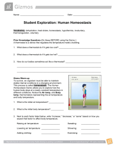 Human Homeostasis Gizmo Activity and Questions