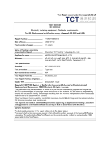 IEC 62053-22 Test Report: AC Active Energy Meters