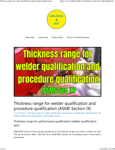 Thickness range for welder qualification and procedure qualification (ASME Section IX) – welding & NDT