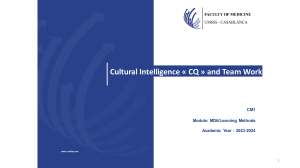 Cultural Intelligence “CQ” & Teamwork UM6SS
