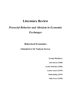 Literature Review- Behavioral Economics - Asba Imran, Ayesha Muntaha, Ayman Ansari, Maida Rafique, Rida Faraz