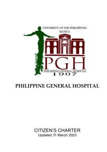 University of the Philippines - Philippine General Hospital Citizen's Charter Updated 31 March 2023
