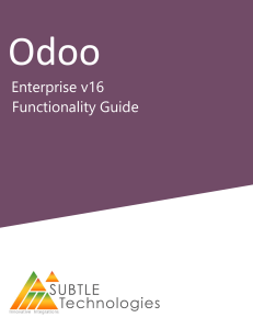 Odoo - Enterprise 16 - Functionality Guide