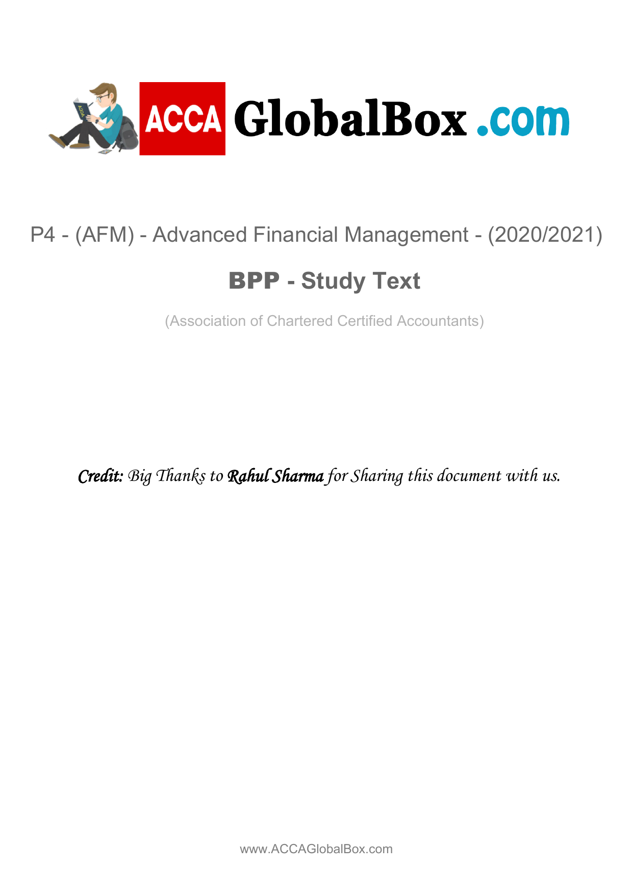 ACCA AFM Study Text: Advanced Financial Management