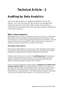 Technical Article 2 - Data analytics