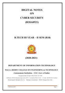 CYBER SECURITY (R18A0521)