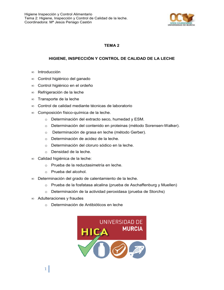 Higiene, Inspección y Control de Calidad de la Leche