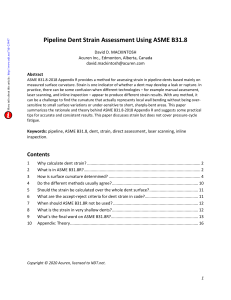 Pipeline Dent Strain Assessment Using ASME B31.8