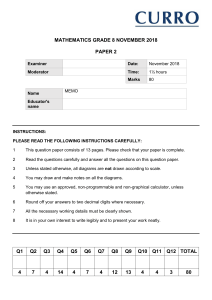 Maths Gr 8 P2 Nov 2018 Memo