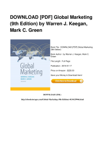 Global Marketing 9th Edition