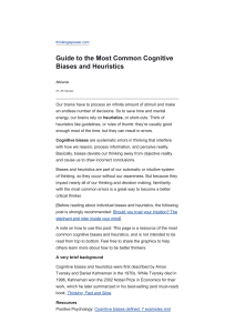 BE4. Guide to the Most Common Cognitive Biases and Heuristics